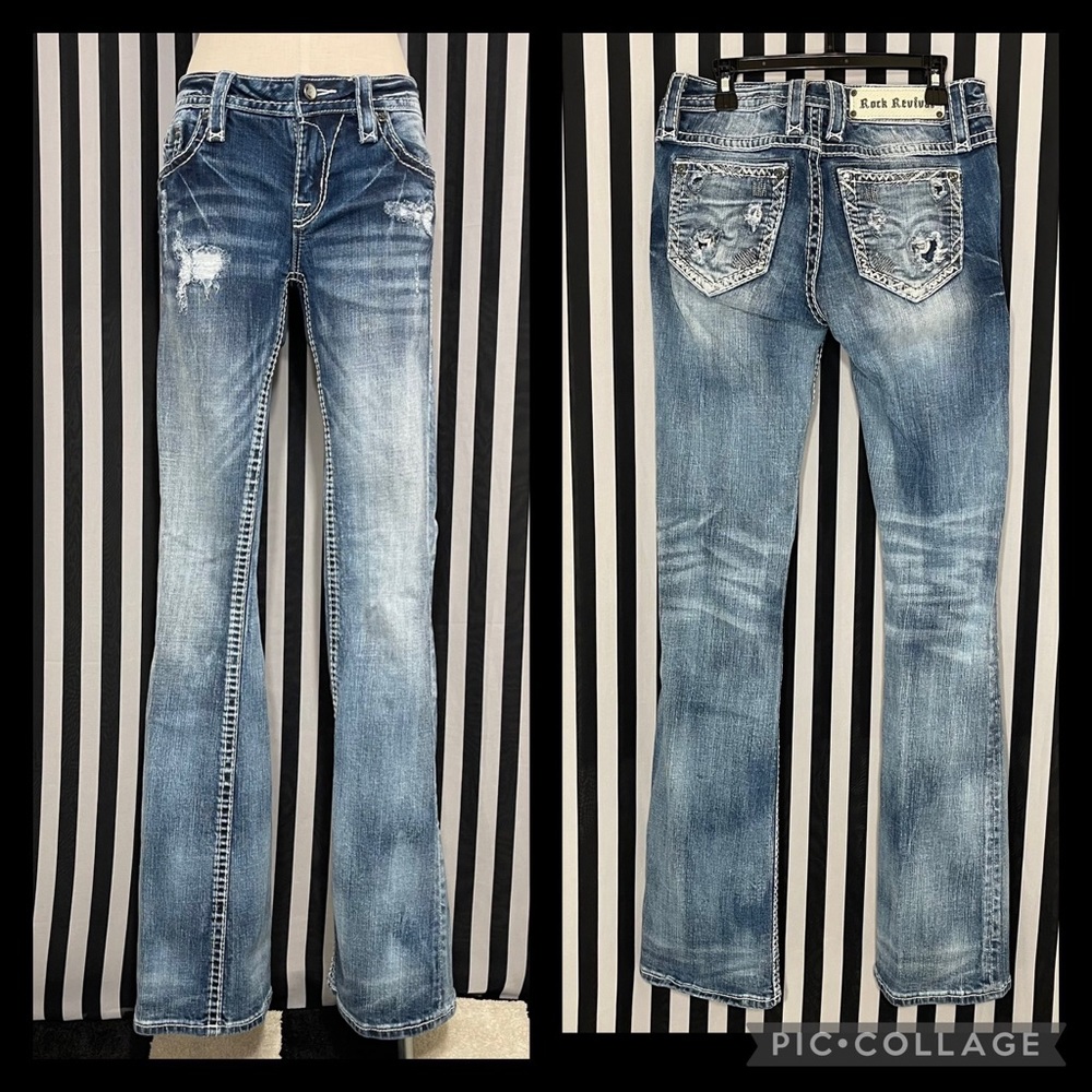 Rock Revival Evie Mid-Rise Boot cut medium wash size 26